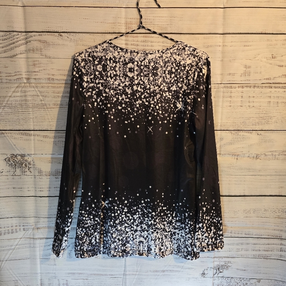 Noracora black and white causal womans blouse size Medium longsleeve NEW - Picture 2 of 4